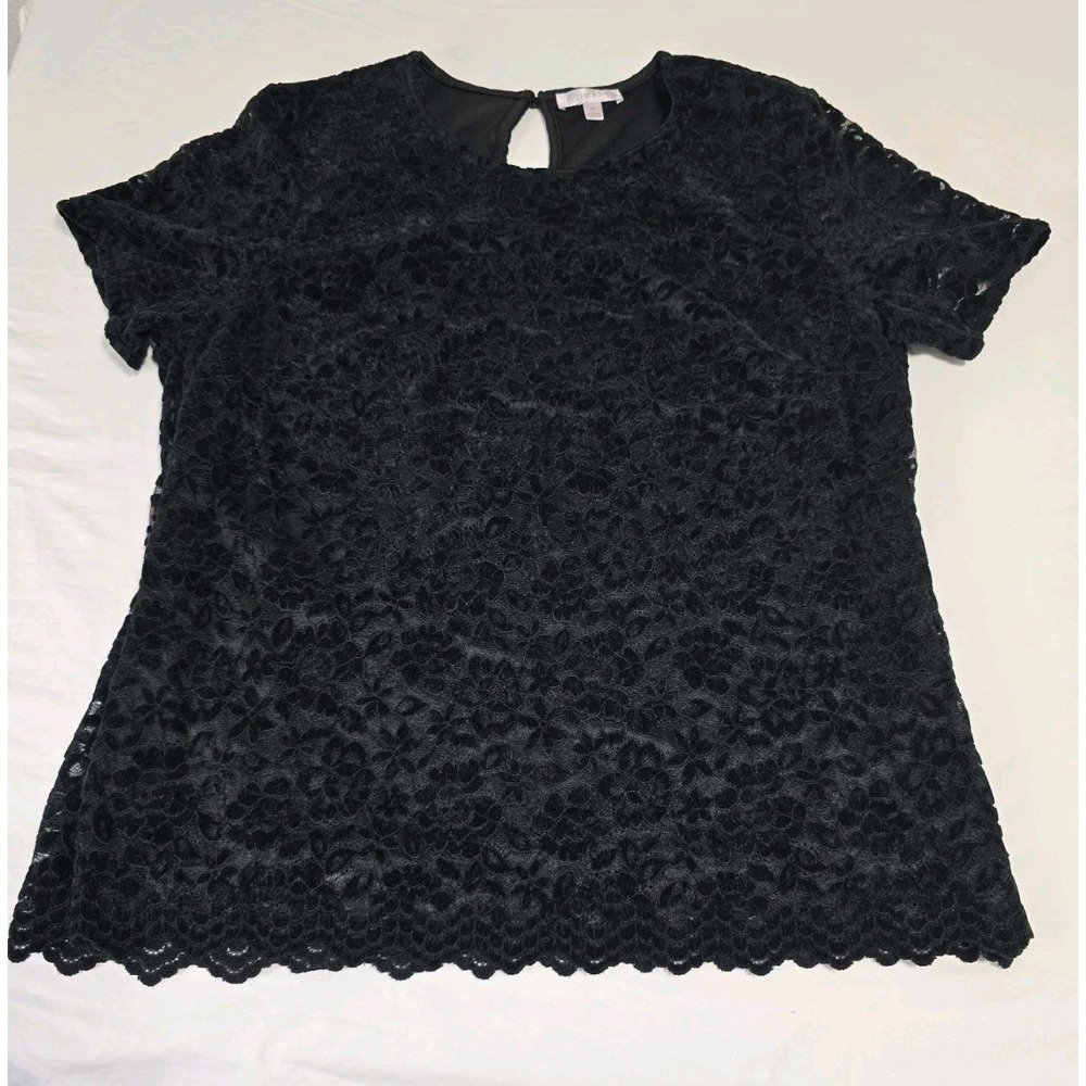 Teddi Rose Women's XL‎ Blouse Black Lace Floral